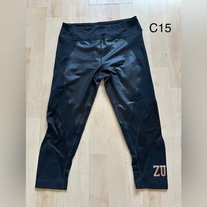 Black Zumba Leggings/Capri with Mesh Panels